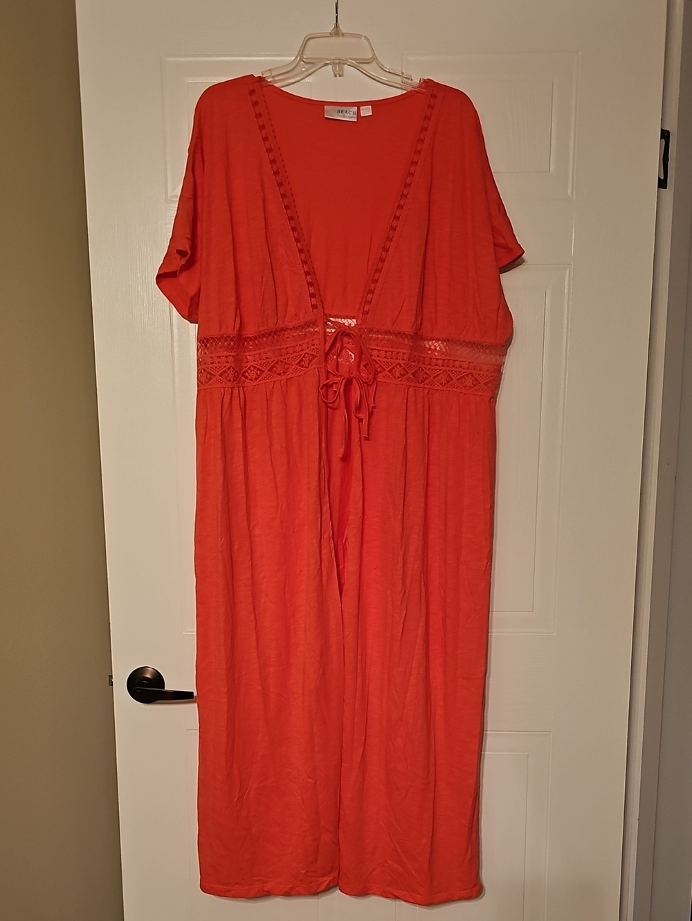 Belle by Kim Gravel Coral-Orange Crochet Waist Swim Coverup
